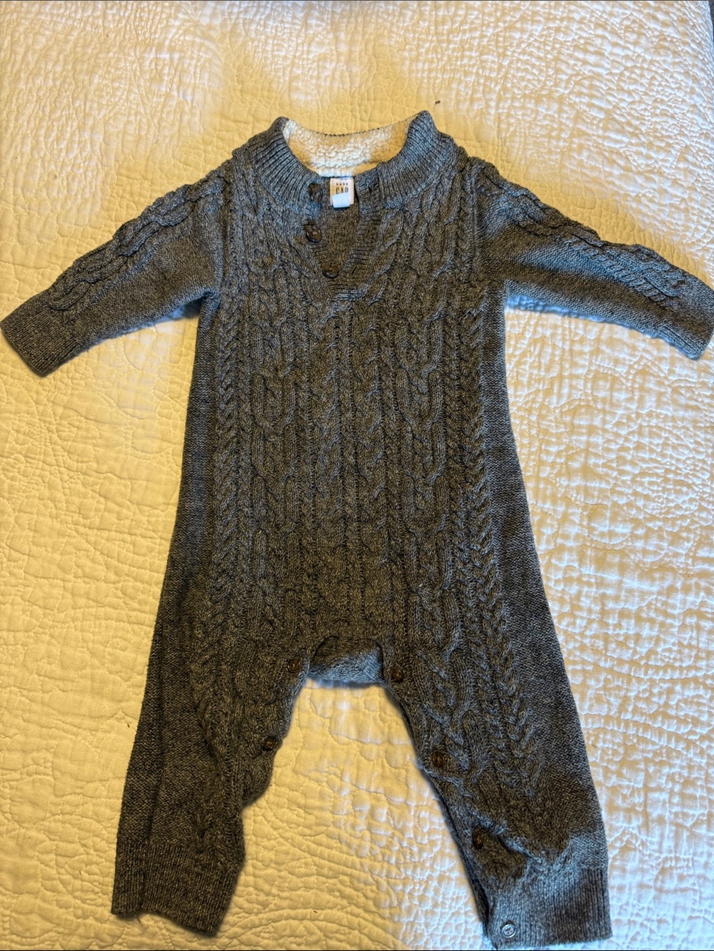 GAP Gray Cable-Knit Sherpa-Lined Baby Bunting